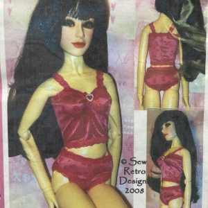 Retro Shoppe Dark Pink Heart Camisole and Underwear Set (Fits SD Size)