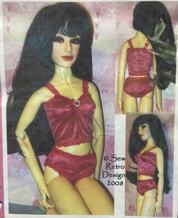 Retro Shoppe Dark Pink Heart Camisole and Underwear Set (Fits SD Size)