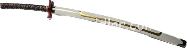 Katana Samurai All Metal Sword 9.75" for Dolls (Scabbard White with Gold Collar/Handle Black Braid w/Diamond Pattern) - Image 7