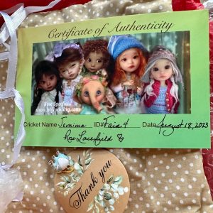 Jemima Cricket 7″ Fair Resin by Rose bb flocking;dressed & painted by Rose  NEW Mint w/COA