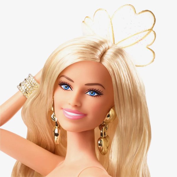 HP6JJ. Barbie the Movie  Margot Robbie as Barbie  in Gold Disco Jumpsuit  NRFB - Image 2