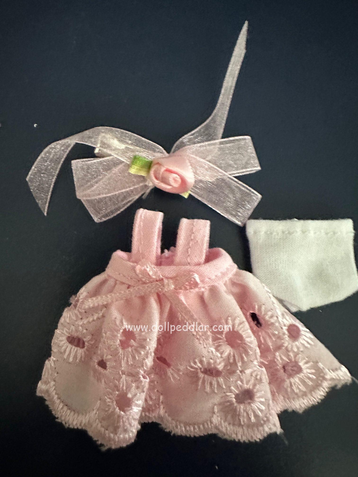 Pink Batiste Party dress, Hair accessory, panty .Handmade Fits 4"-6" (11cm) Dolls Sprout, Lati , similar