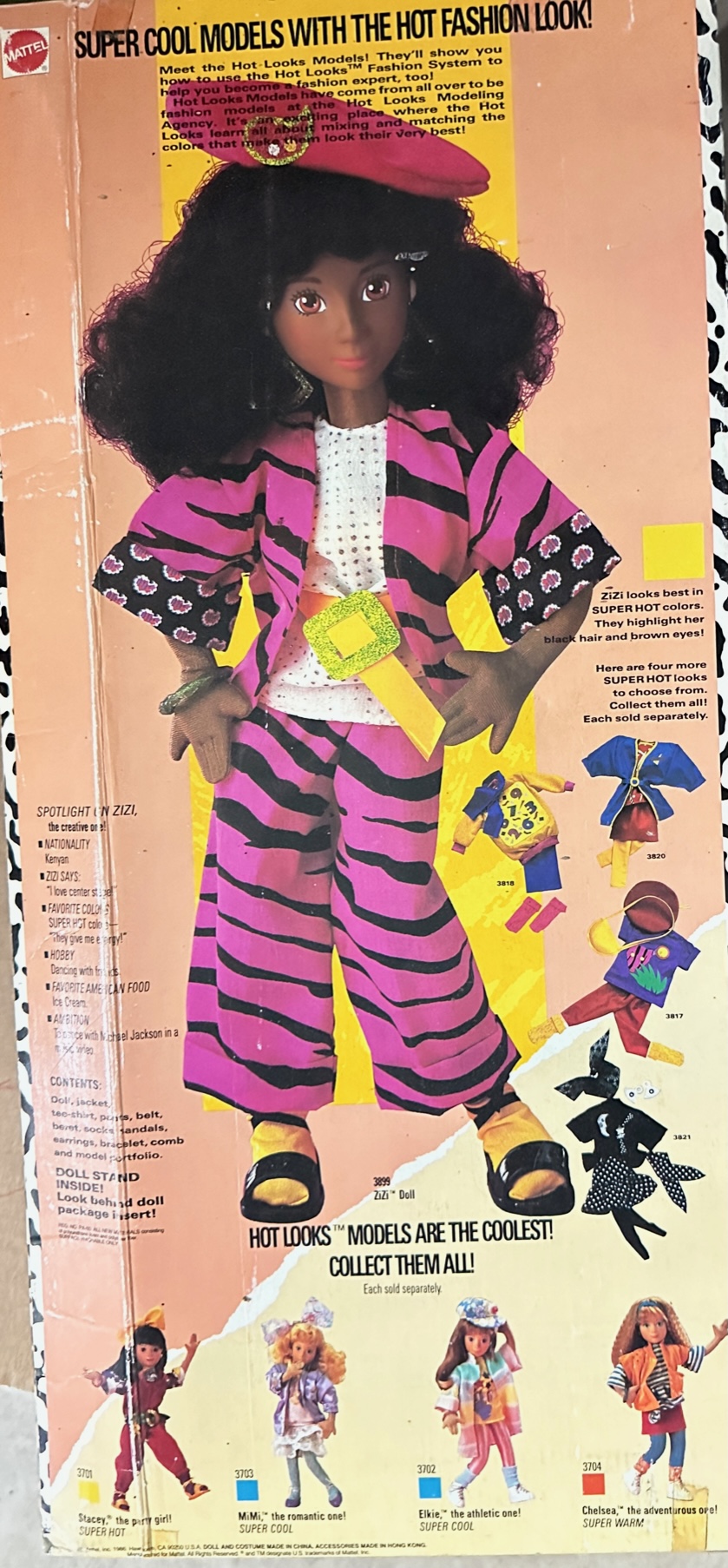 8605 Vintage Mattel HOT LOOKS Zizi 19 African American Doll MIB