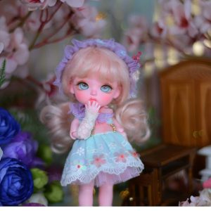 Soft Pink Mohair Long with waves and curls. size 5-6     WIG ONLY