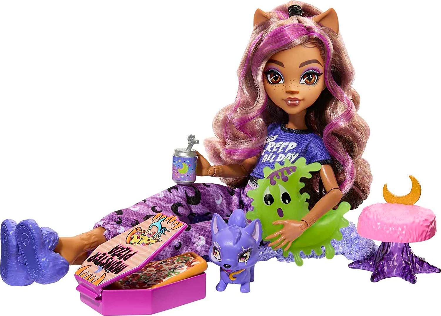  Monster High Doll, Twyla Creepover Party Set with Pet Bunny  Dustin, Sleepover Clothes and Accessories : Toys & Games