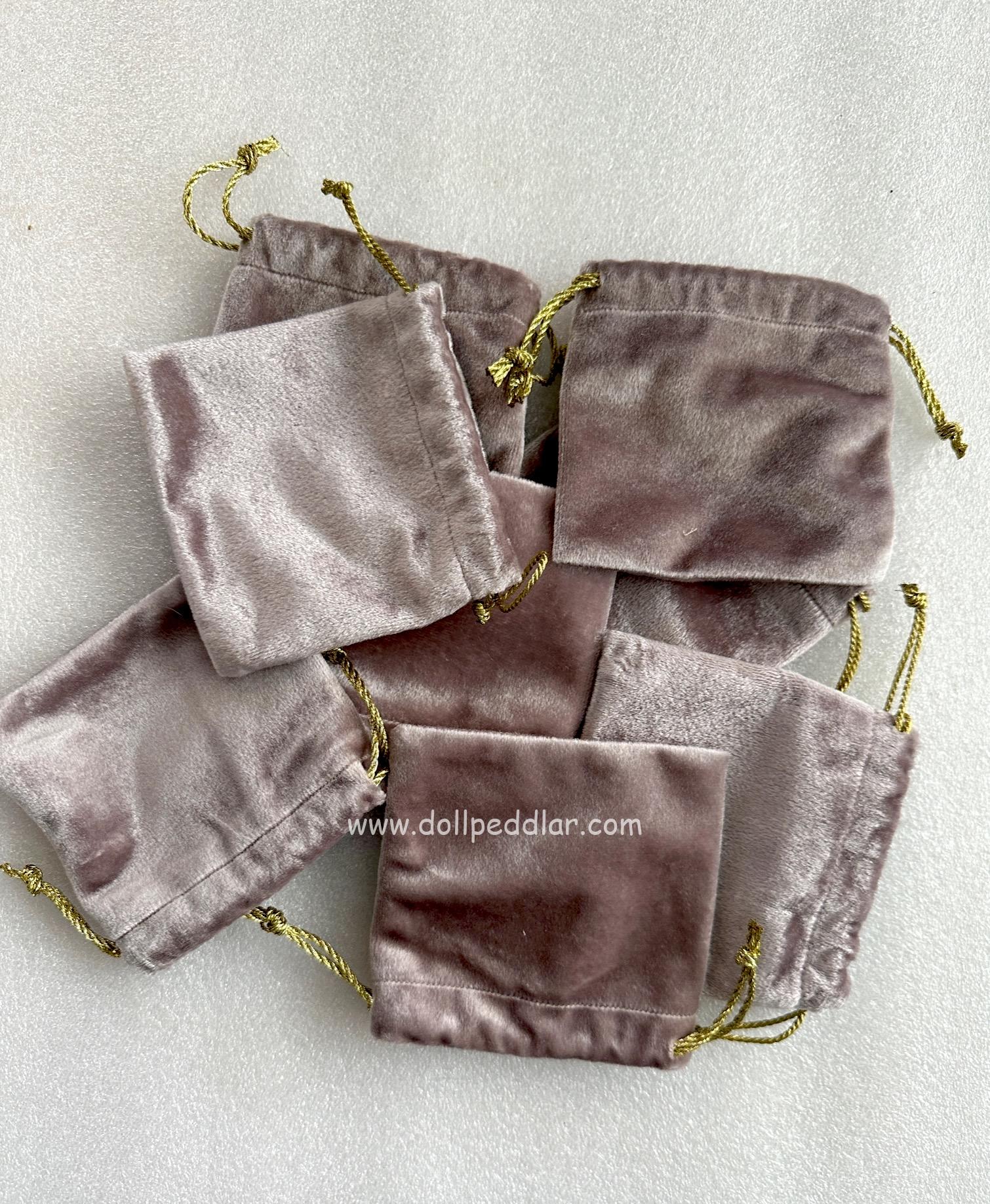 Sueded Cloth Storage/Accessory Bag with Gold Draw String 4" x 4" (Pack of 8)