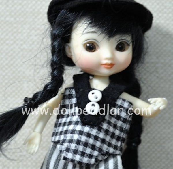 Elfdoll Charles Creature Cabinet Tiny Black & White Check top - from Alice Cherry Blossom Collection