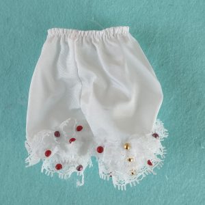 8″ Madame Alexander Bloomers with multi-color seed bead trim