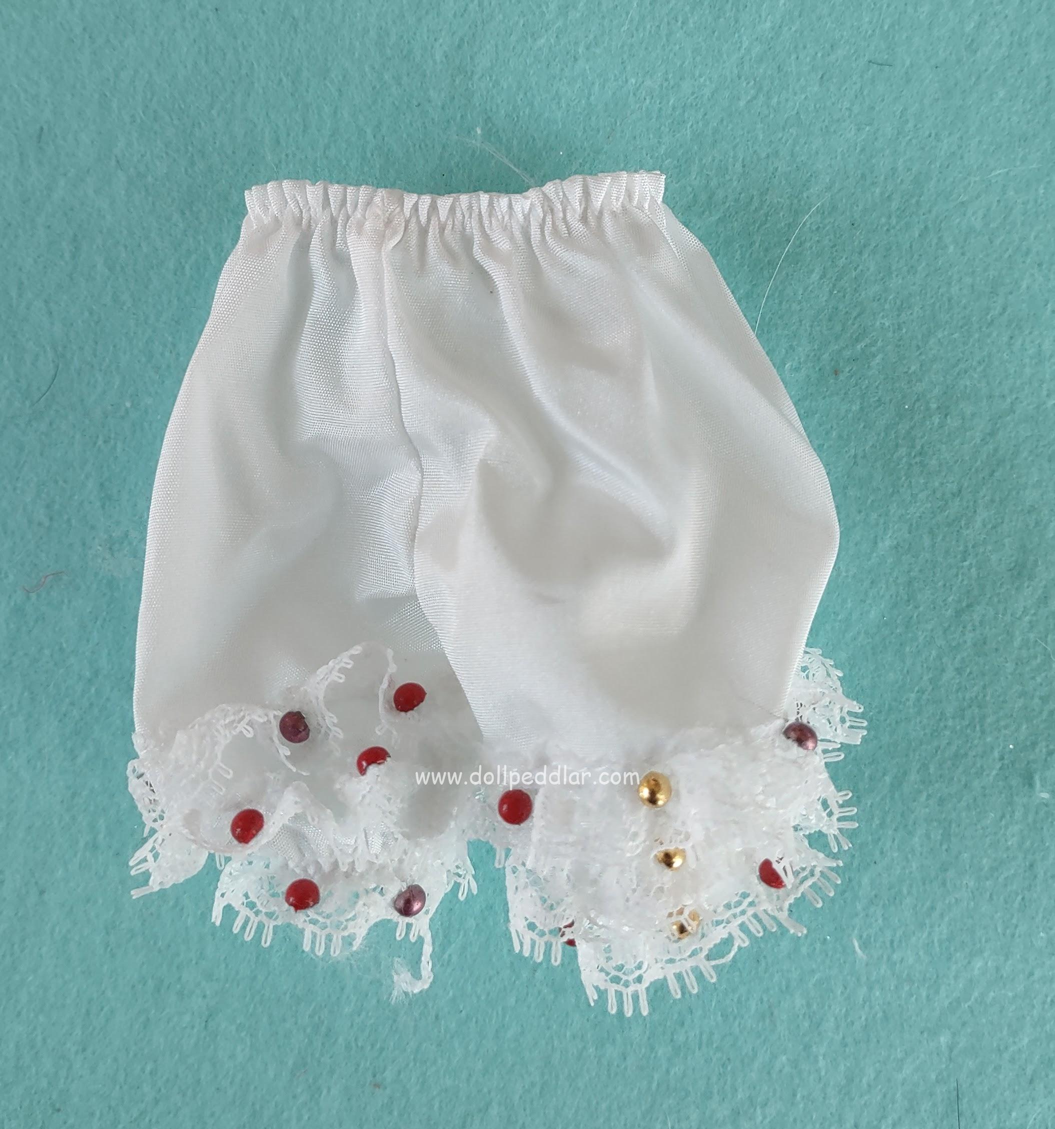 8" Madame Alexander Bloomers with multi-color seed bead trim