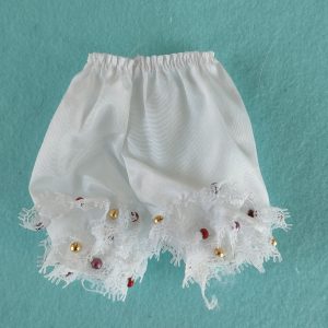 8″ Madame Alexander Bloomers with multi-color seed bead trim