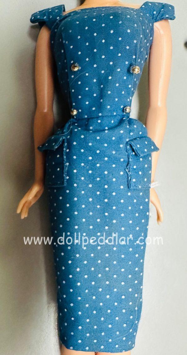 Vintage Barbie Blue Polka Dot Pak Sheath Dress MINT 1962