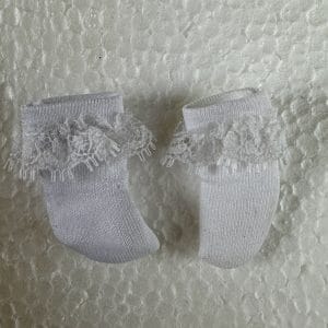 White Lace Trim Socks for 8″ Dolls (20mm foot)