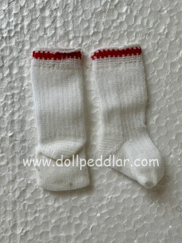 White Tube Socks with Red Detail 2.5" (fits 30mm foot) - Image 2