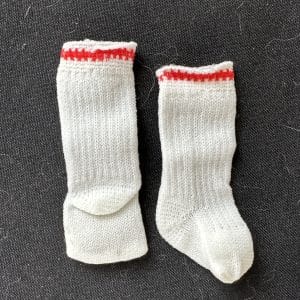 White Tube Socks with Red Detail 2.5″ (fits 30mm foot)