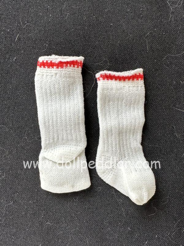 White Tube Socks with Red Detail 2.5" (fits 30mm foot)