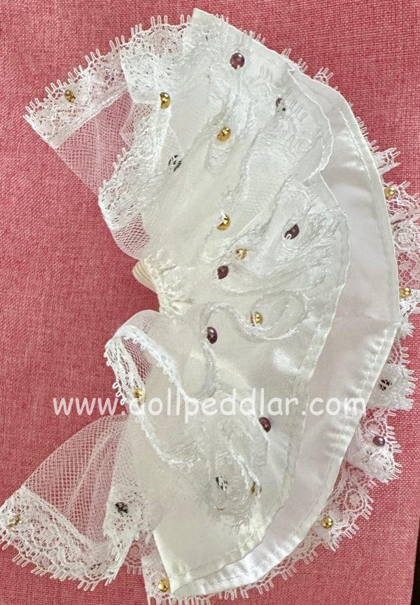White double layer slip - very full beaded net slip over silk slip for 6-8" dolls