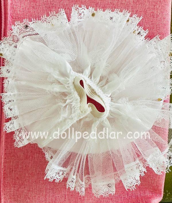 White double layer slip - very full beaded net slip over silk slip for 6-8" dolls - Image 3
