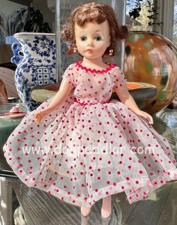 Vintage Cissette 1957 Original Bent Knee Doll Wearing Sheer White Dress w/Red Velvet Dots NO BOX