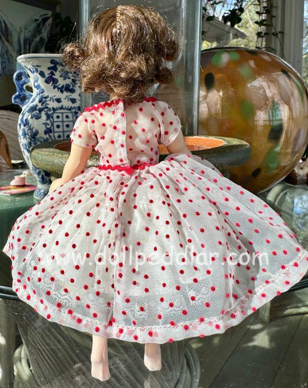 Vintage Cissette 1957 Original Bent Knee Doll Wearing Sheer White Dress w/Red Velvet Dots NO BOX - Image 4