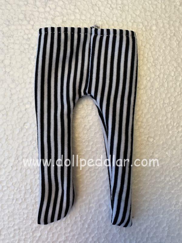 Black and White Stripe Tights 6" (140mm) length - Image 2