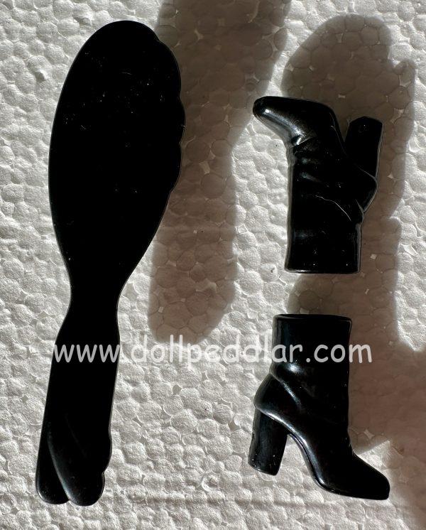 Black Barbie Boots and Hairbrush - Image 2