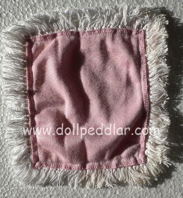 Pink Blanket with White Fringe 6" x 6.5"