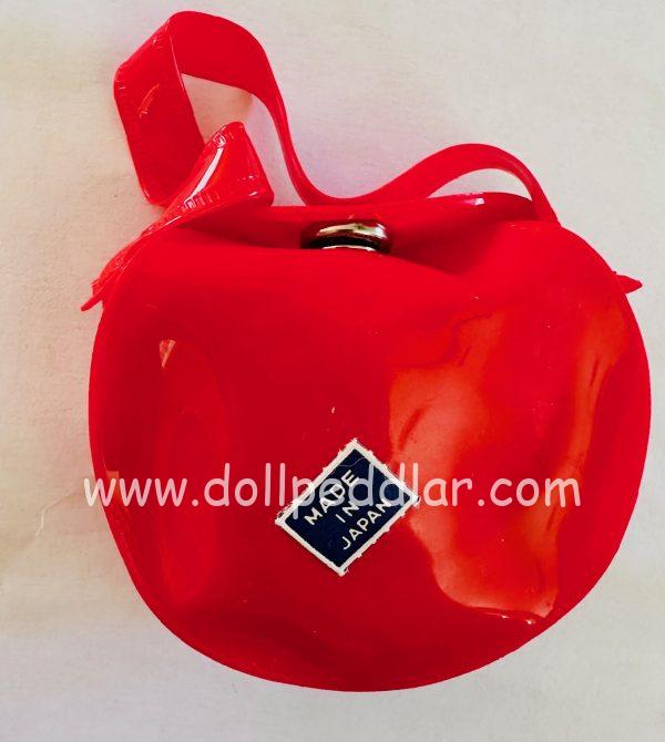 Red Plastic Hand Bag w/ Felt Puppy - Image 2