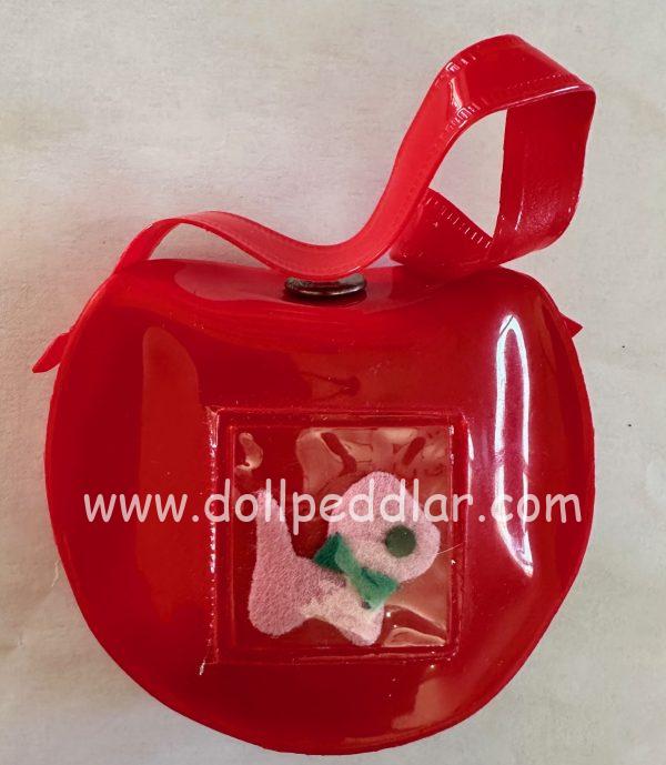 Red Plastic Hand Bag w/ Felt Puppy