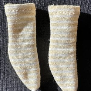 Ivory and White Striped Socks 2.25″ Long
