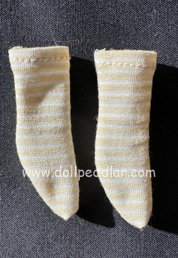 Ivory and White Striped Socks 2.25" Long