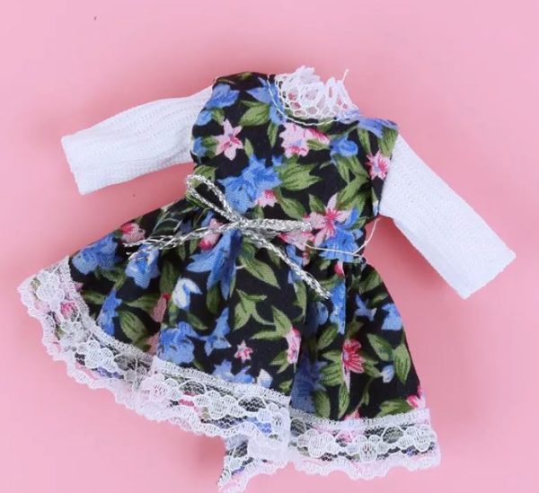 Black Flora Dress with Long Sleeves (4" Long)