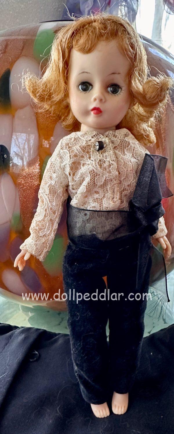 Vintage Cissette 1957 Lace Blouse w/Rhinestone, black chiffon sash, velvet pants  all original