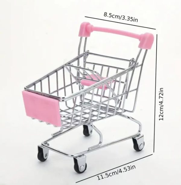 Miniature Blue Shopping Cart (4.75" Tall) - Image 2