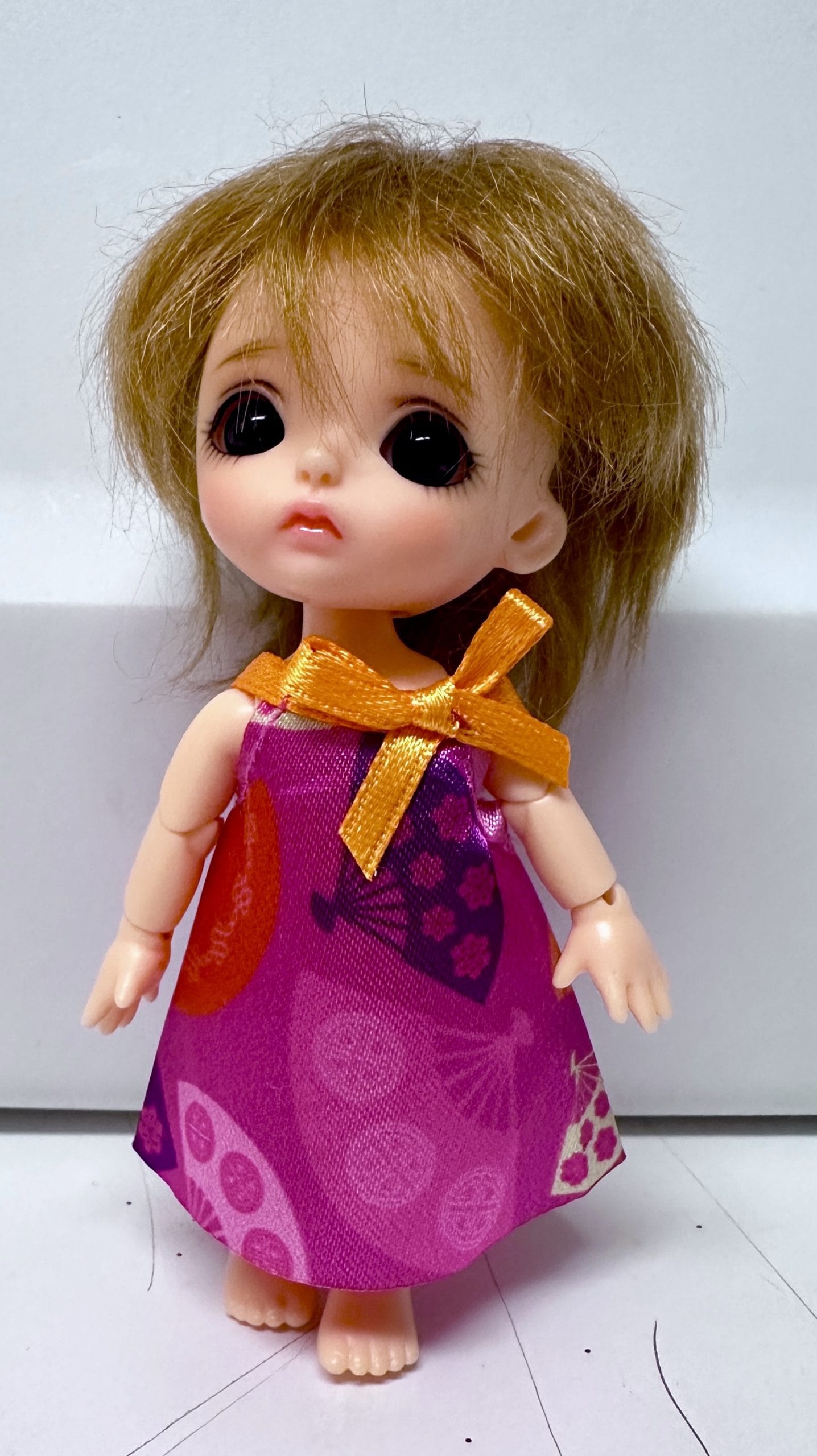 Pink Fan Sleeveless Dress for 4" Dolls - Image 2