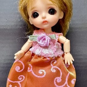 Pink and Orange Dress with Long Skirt for 4″ Dolls