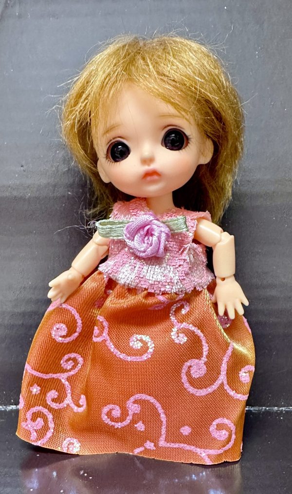 Pink and Orange Dress with Long Skirt for 4" Dolls