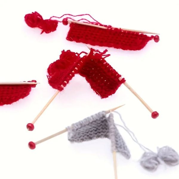 Mini Red Knitting Needles for Posing 2.25" Long - Image 2