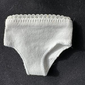 White Panties with Lace Edge 4″ waist Medium Size Dolls