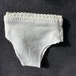 White Panties with Lace Edge 4″ waist Medium Size Dolls
