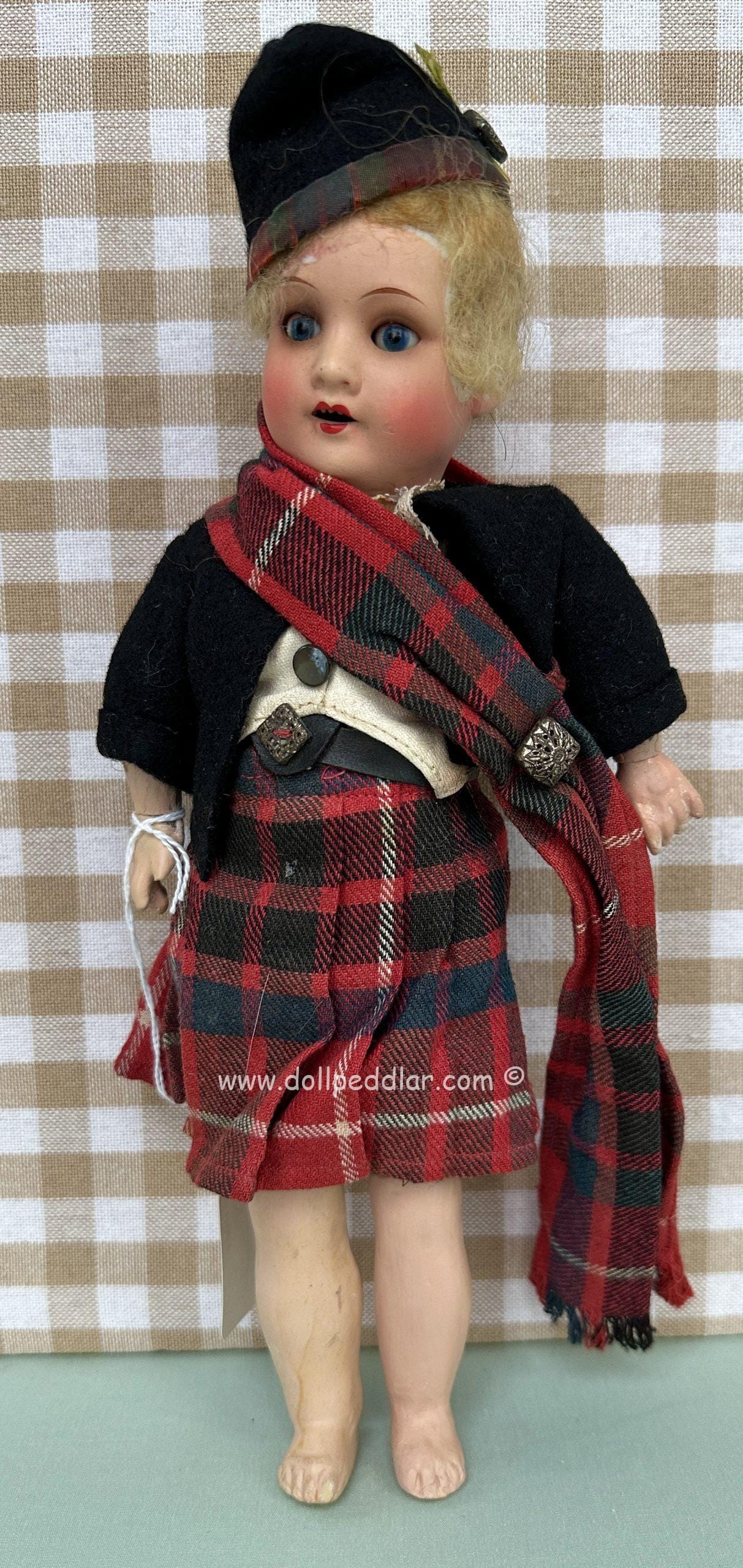 Antique AM 390 Painted Bisque Dressed Doll - Image 6