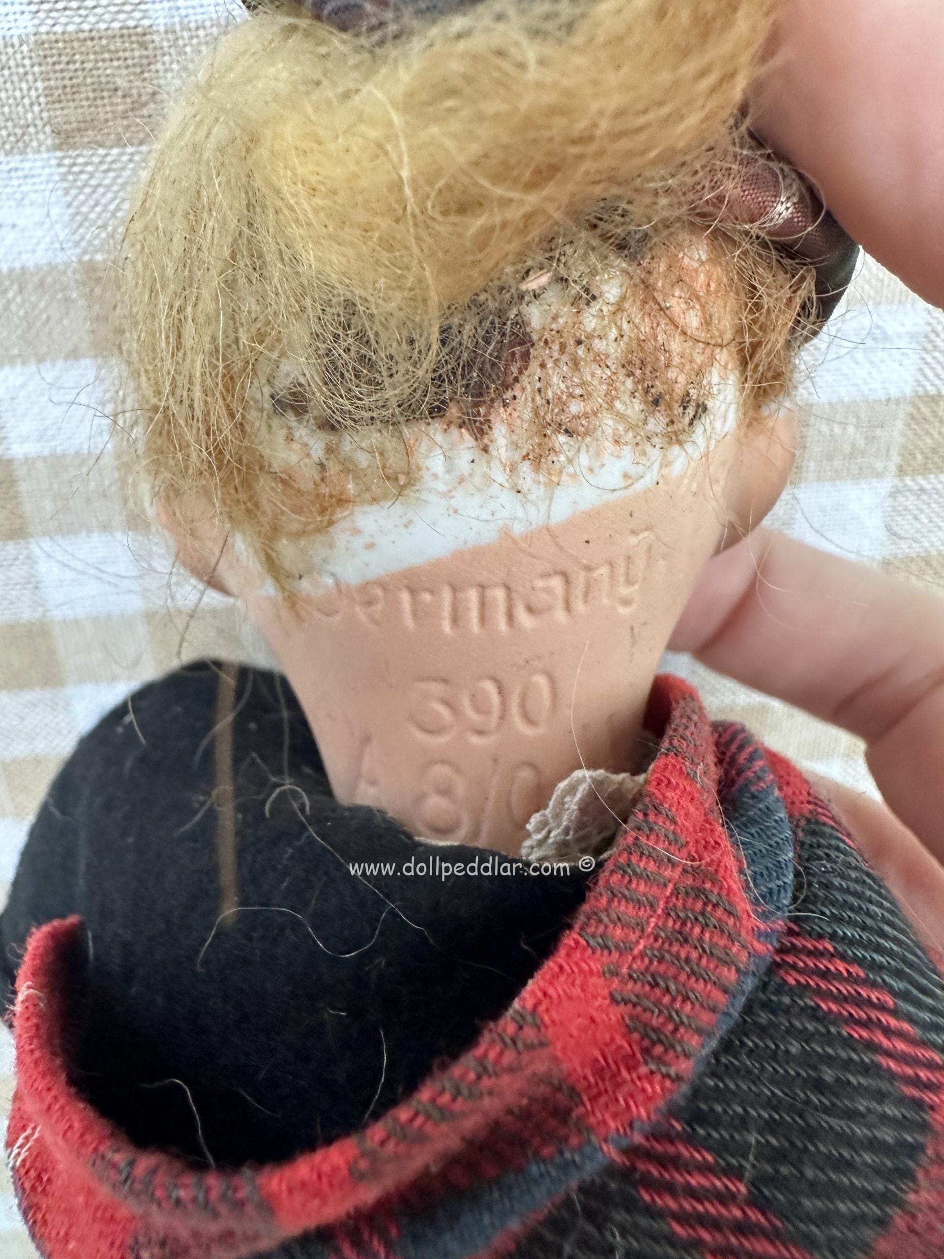 Antique AM 390 Painted Bisque Dressed Doll - Image 5