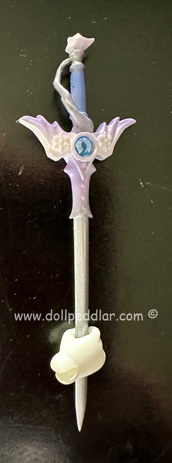 White & lavendar Scepter with white resin grab hand   Mint. Suitable 4" - 10" dolls