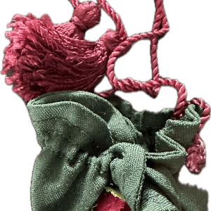 Forest Green drawstring crossbody handbag with magenta strap sized for 10″- 16″