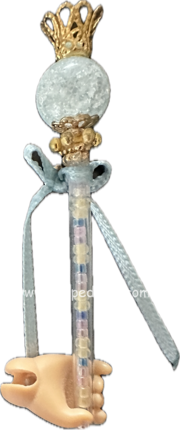 Scepter with blue ribbons and beading.  Grab hand in tan resin is included.  Mint. Suitable 4" - 10" dolls - Image 3