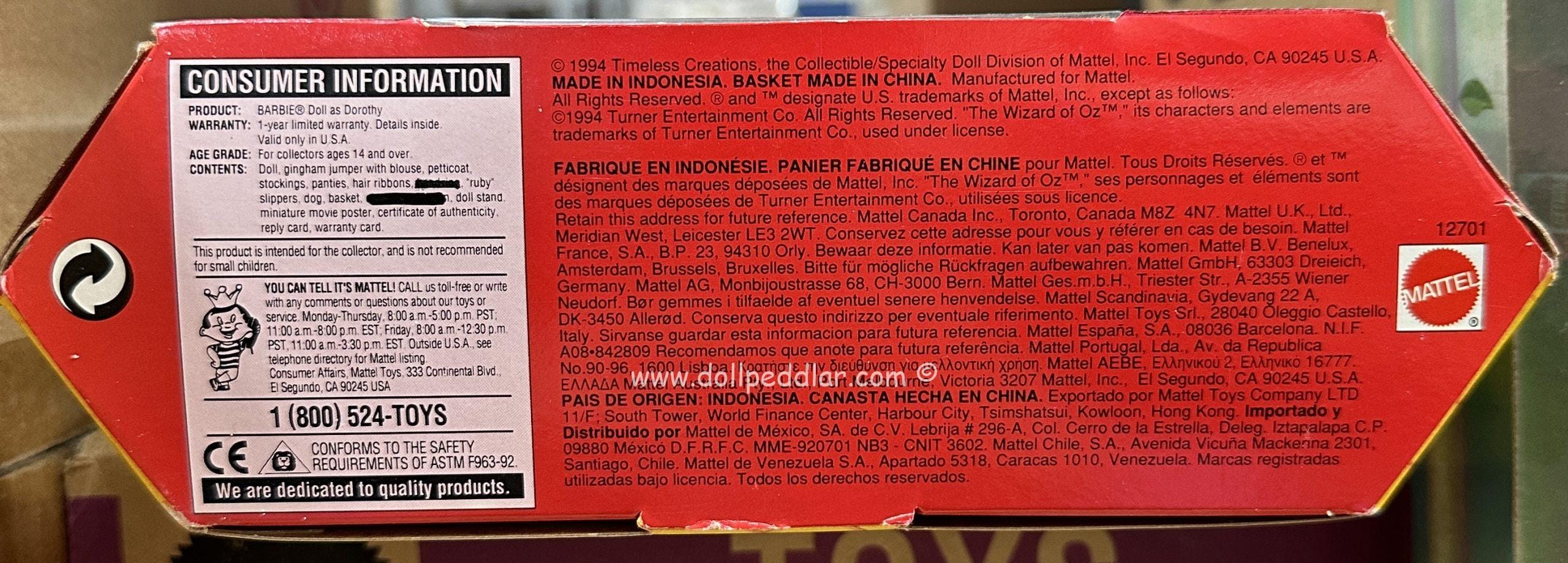 12701 Barbie as Dorothy in the Wizard of Oz (1995) NRFB 1st Edition with Soft Top! Rare! - Image 3