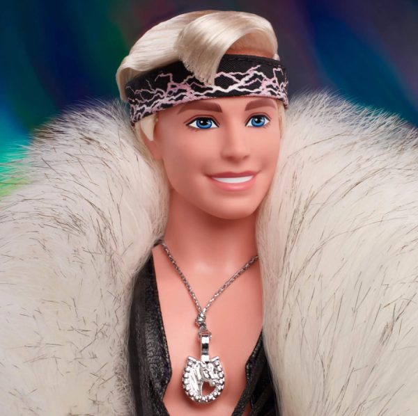 Barbie the Movie  Ken Doll in Faux Fur Coat and Black Fringe Vest NRFB in Shipper - Image 6