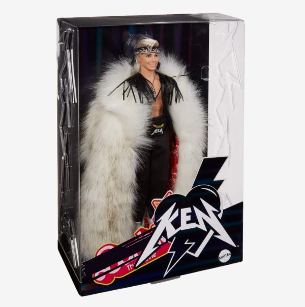 Barbie the Movie  Ken Doll in Faux Fur Coat and Black Fringe Vest NRFB in Shipper - Image 9