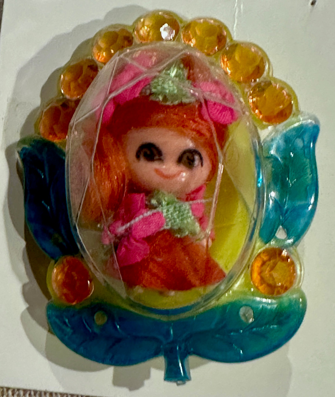 Vintage Mattel Jewelry Kiddles Flower Pin Kiddle 3741 Mint No Pack Doll Peddlar