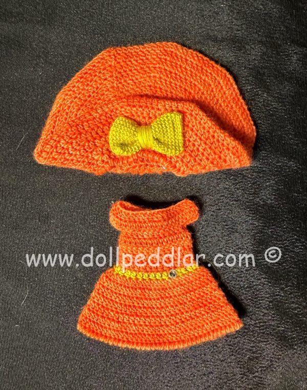 Knit Dress and Hat Set, 4" Long Dress