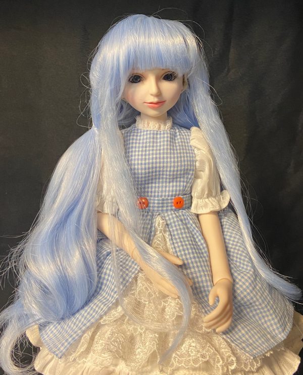 Variegated Pale Blue Long Wig with Pigtails Size 7-8